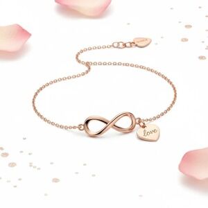 Rose Gold Infinity Bracelet - Handmade Love Charm Valentine's Gift